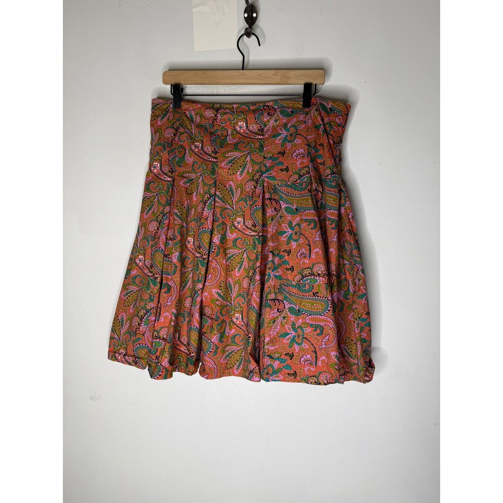 Gene Meyer cotton boho paisley knee knife pleated swing vintage inspired 10